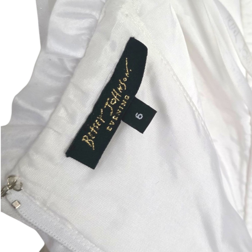 Y2K Betsey Johnson Evening 6 White Striped Organza Strapless Formal Mini Dress - Picture 9 of 10